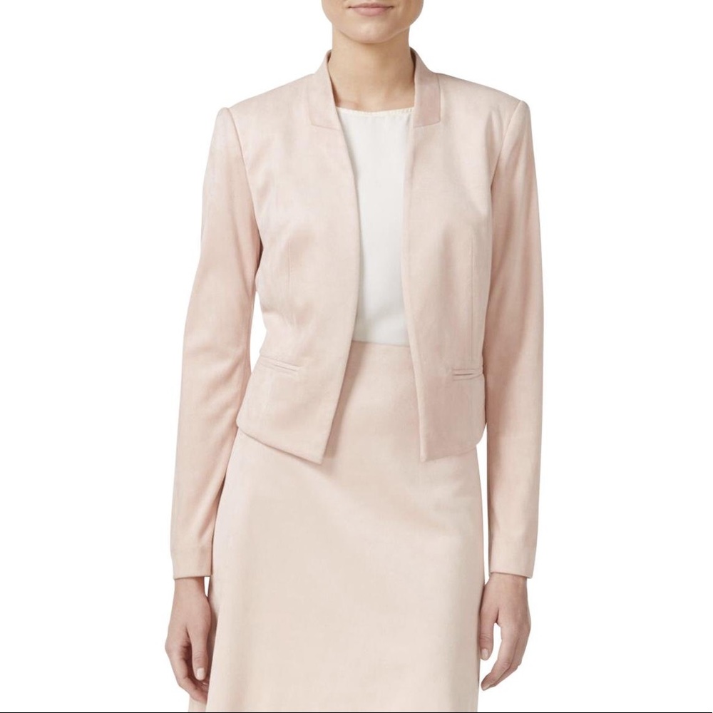 Calvin Klein Light Pink Suede Cropped Blazer 8